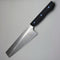 Nakiri vegetable knife with black handle and brushed stainless blade