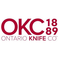 Ontario Knife Co. logo (OKC) showing 1889 year mark.