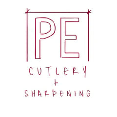 PEC Cutlery + Sharpening logo featuring PE monogram and handwritten text.