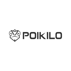 Poikilo Blades logo featuring a geometric animal emblem and bold, modern type.