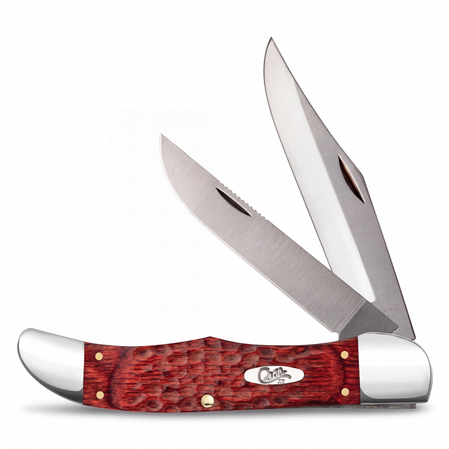 Case® Jigged Dymalux® Rosewood Hunter Folding Knife with Leather Sheath