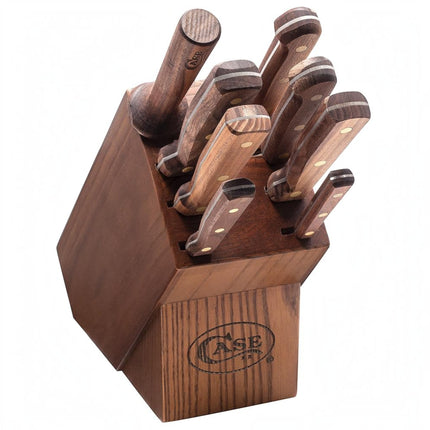 Case Household Cutlery 9-Piece Kitchen Knife Block Set with Solid Walnut Handles
