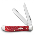 Razor Sharp AZ Case Peach Seed jigged dark red bone mini trapper knife with two polished carbon steel blades