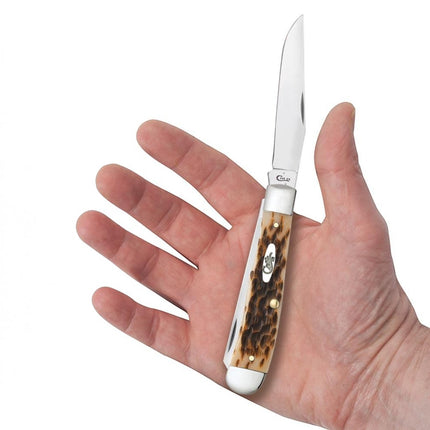 Case® Peach Seed Jig Amber Bone Trapper Pocket Knife