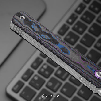 Feist 3 | CPM S90V + Matte DLC Ultra | Hawkbill | Titanium (Matte DLC Ultra) & CamoCarbon Ultimate Warrior | KizerX™ 3499.3A3 by Kizer