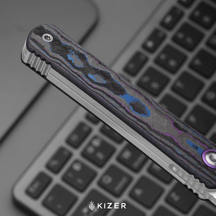 Feist 3 | CPM S90V + Matte DLC Ultra | Hawkbill | Titanium (Matte DLC Ultra) & CamoCarbon Ultimate Warrior | KizerX™ 3499.3A3 by Kizer