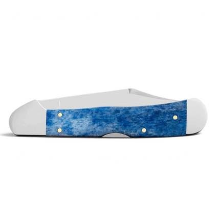 Closed Case Ford CopperLock pocket knife showing the smooth navy blue bone handle and nickel-silver bolsters