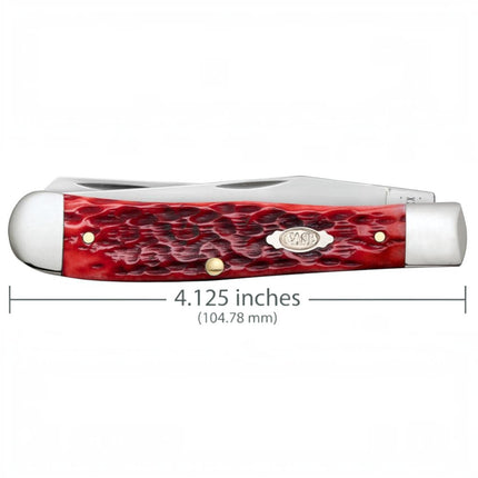 Case® | Peach Seed Jig Dark Red Bone CS Trapper Knife by Razor Sharp AZ