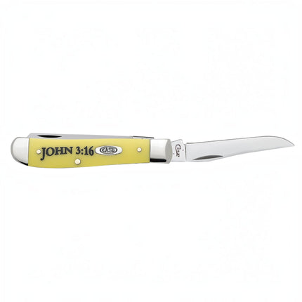 Case® | Religious Sayings Yellow Synthetic Mini Trapper Knife