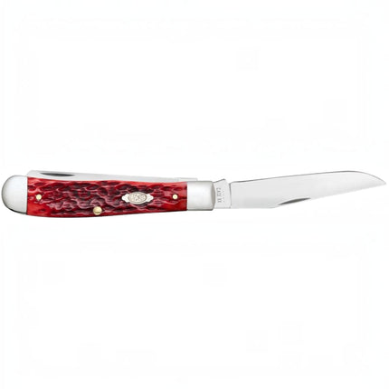 Case® | Peach Seed Jig Dark Red Bone CS Trapper Knife by Razor Sharp AZ