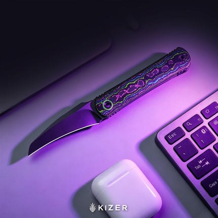 Feist 3 | CPM S90V + Matte DLC Ultra | Hawkbill | Titanium (Matte DLC Ultra) & CamoCarbon Ultimate Warrior | KizerX™ 3499.3A3 by Kizer