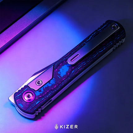 Feist 3 | CPM S90V + Matte DLC Ultra | Hawkbill | Titanium (Matte DLC Ultra) & CamoCarbon Ultimate Warrior | KizerX™ 3499.3A3 by Kizer