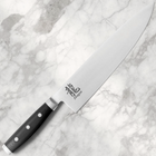 Razor Sharp AZ Dragon by Apogee 10-inch chef's knife with satin finish stainless blade and black micarta handle.