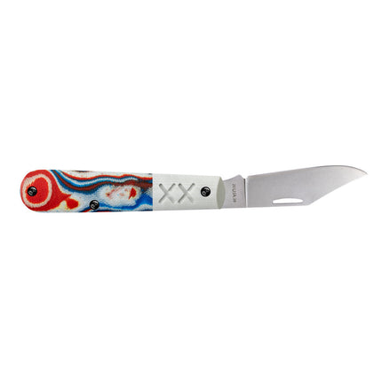 Case® | Crossroads™ Smooth Red/White/Blue Burl G-10 w/ White G-10 Barlow by caseknives