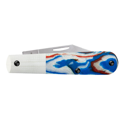 Case® | Crossroads™ Smooth Red/White/Blue Burl G-10 w/ White G-10 Barlow by caseknives