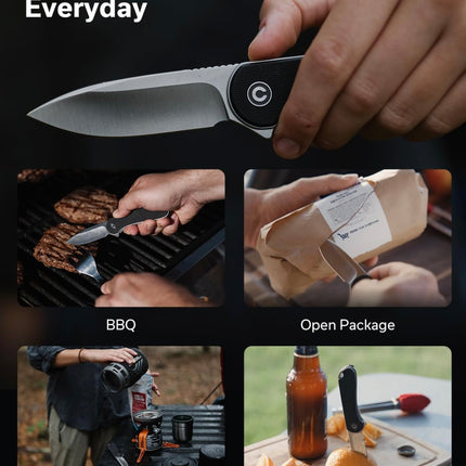 CIVIVI Elementum Liner Lock Knife Black G-10 (2.9" Satin D2) C907A by Civivi