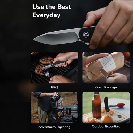 CIVIVI Elementum Liner Lock Knife Black G-10 (2.9" Satin D2) C907A by Civivi