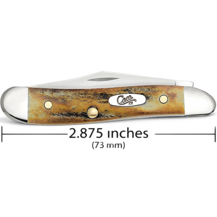 Razor Sharp AZ Case Genuine Stag Peanut pocket knife with mirror-polished stainless steel blades and stag handle