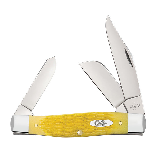 Case Platts Jig Yellow Bone Large Stockman Pocket Knife – 3-Blade Tru-Sharp