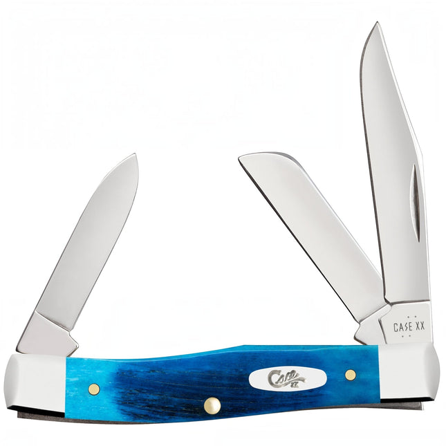 Case Sawcut Jigged Caribbean Blue Bone Medium Stockman Pocket Knife
