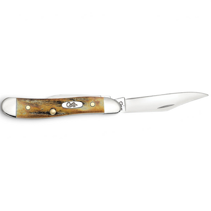 Razor Sharp AZ Case Genuine Stag Peanut folding knife with mirror-polished stainless steel clip blade
