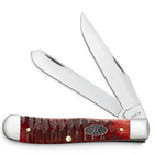 Razor Sharp AZ Case Gator Jigged Old Red Bone Trapper knife with two mirror-polished stainless steel blades.