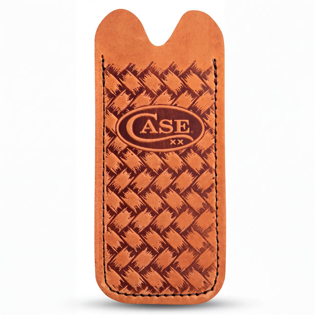 Case® Genuine Brown Leather Knife Slip – Herringbone Design, Made in USA