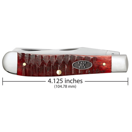 Razor Sharp AZ Case Gator Jigged Old Red Bone Trapper pocket knife with stainless steel blades and textured handle