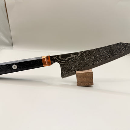 Bunka Kitchen Knife 5.5” with Shredded Carbon infused handle and brass bolster by Razor Sharp AZ