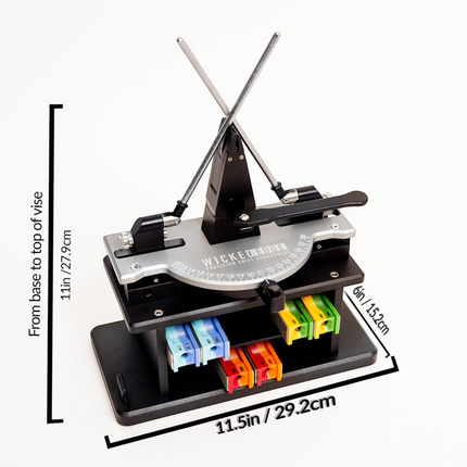 Razor Sharp AZ Generation 4 Pro knife sharpener with dual-sided angle settings, grey graduation plate, and diamond stones.