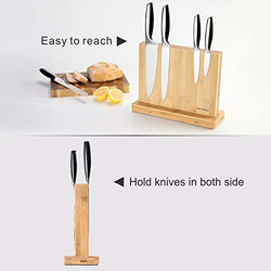 KITCHENDAO Luxury Acacia Magnetic Knife Block Holder with Enhanced Magnets