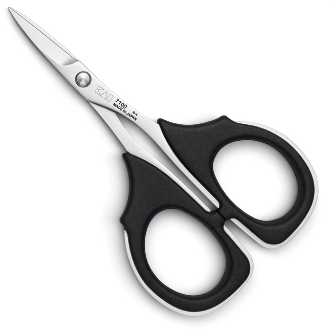 Razor Sharp AZ KAI 7100 4-inch professional scissors with high carbon stainless steel blades and black elastomer handles