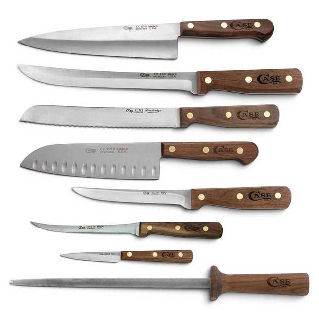 Case Household Cutlery 9-Piece Kitchen Knife Block Set with Solid Walnut Handles by Case®
