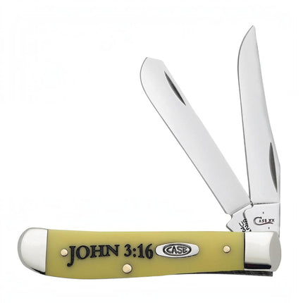 Case® | Religious Sayings Yellow Synthetic Mini Trapper Knife