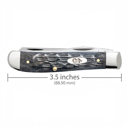Razor Sharp AZ Case Pocket Worn Crandall Jig Gray Bone Mini Trapper knife with mirror-polished carbon steel blades.