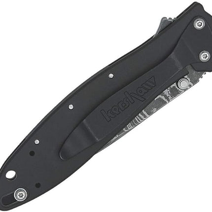 Kershaw Leek Damascus Black Pocket Knife by Kershaw