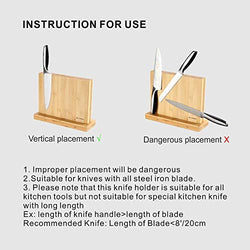 KITCHENDAO Luxury Acacia Magnetic Knife Block Holder with Enhanced Magnets
