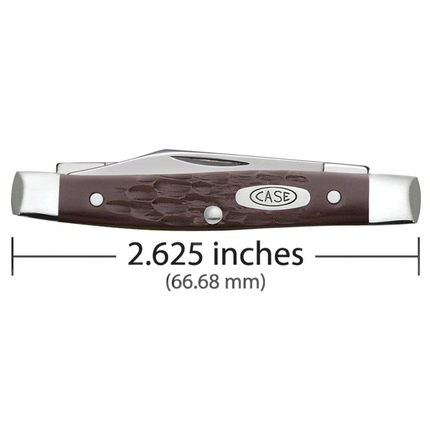 Razor Sharp AZ Case brown synthetic small pen knife with jigged handle and stainless steel blades closed view