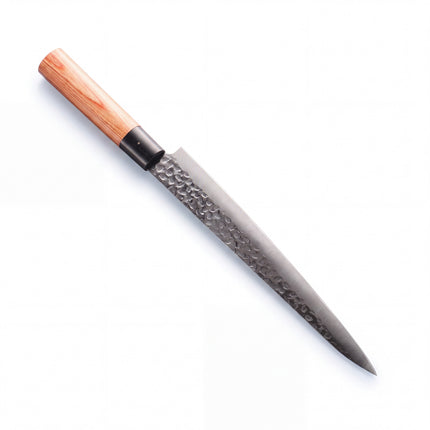 Kanetsune KC-959 Sujihiki 9.5" – DSR-1K6 High Carbon Stainless Steel, Hammered Finish, Wood Handle