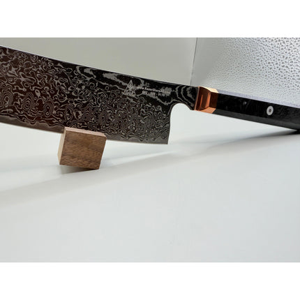 Damascus Steel 7.5” Santoku with shredded Carbon Fiber Handles by Razor Sharp AZ