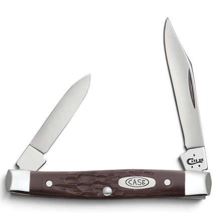 Razor Sharp AZ Case brown synthetic small pen knife with two mirror-polished stainless steel blades