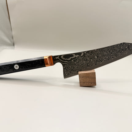 Bunka Kitchen Knife 5.5” with Shredded Carbon infused handle and brass bolster by Razor Sharp AZ