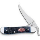 Razor Sharp AZ Case RussLock knife with navy blue jigged bone handle, red shield, and mirror-polished stainless blade.