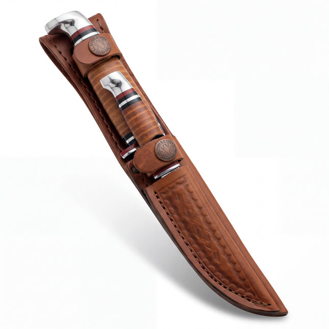 Case Leather Hunter Two-Knife Hunting Set with Leather Sheath