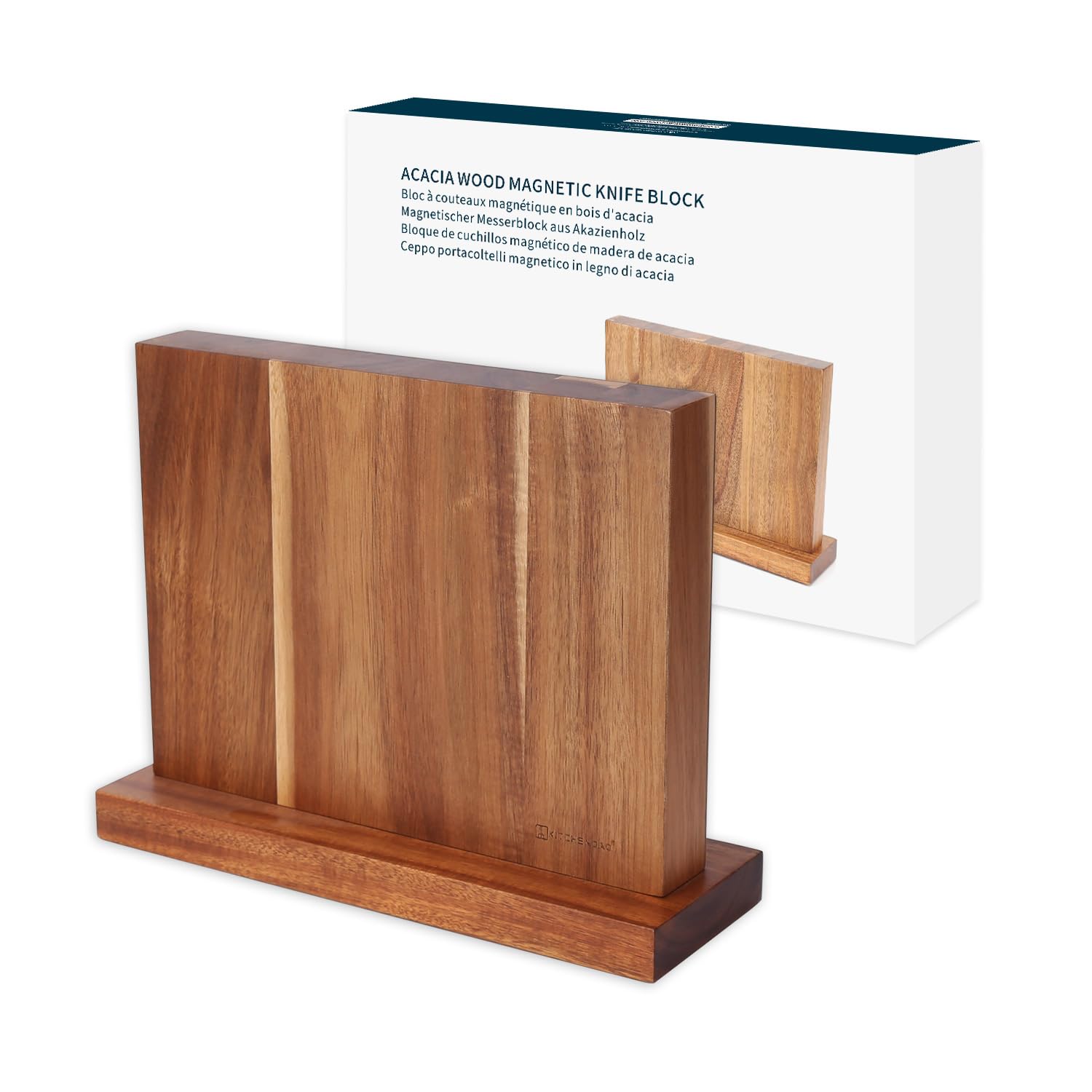 KITCHENDAO Luxury Acacia Magnetic Knife Block Holder with Enhanced Magnets