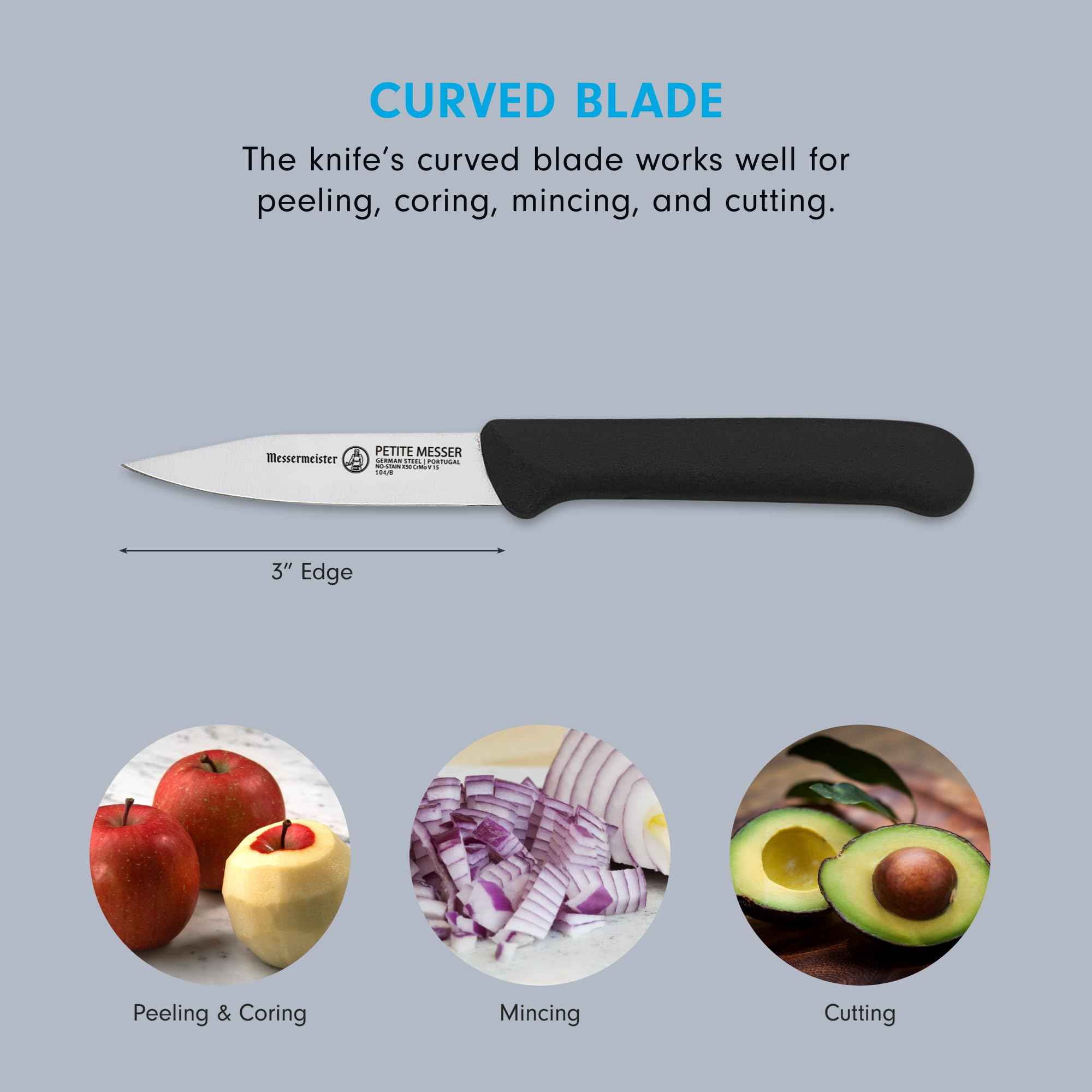 Messermeister Petite Messer 3” Spear Point Parer with Matching Sheath