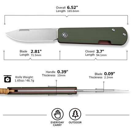 CIVIVI Slippy Sendy Folding Knife for EDC Camping Daily Use by Civivi