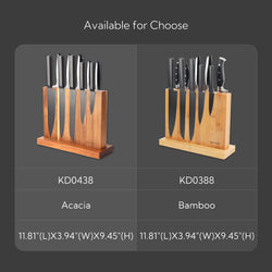 KITCHENDAO Luxury Acacia Magnetic Knife Block Holder with Enhanced Magnets