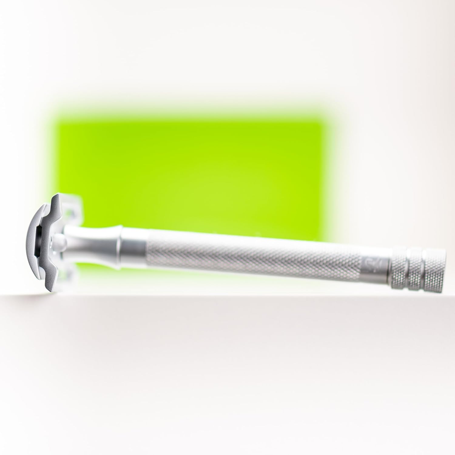 MERKUR 22C Double Edge Safety Razor - Matte Chrome | Long Knurled Brass Handle | Made in Germany | Plastic-Free | Three Piece Design | Closed Comb | Straight Bar