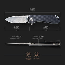 CIVIVI Elementum Damascus Pocket Knife